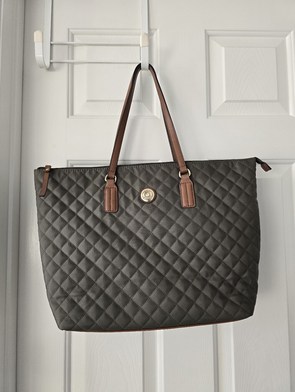 Tommy Hilfiger Quilted Tote Bag Olive Green Large